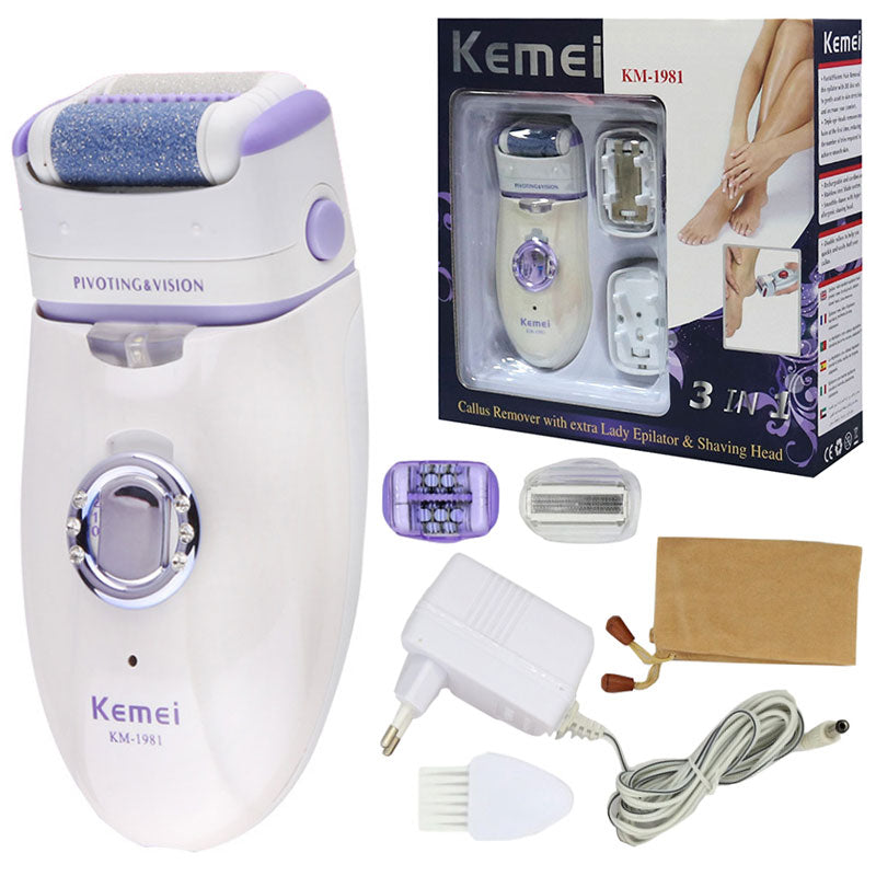 Kemei 3  em1 depilador elétrico para as mulheres para perna, corpo, depilação facial  recarregável