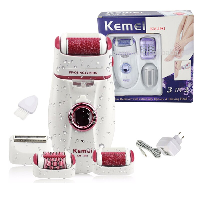 Kemei 3  em1 depilador elétrico para as mulheres para perna, corpo, depilação facial  recarregável