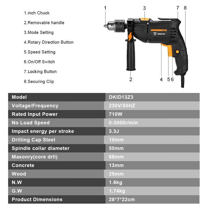 Furadeira Elétrica Deko 220v