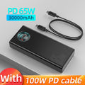 Baseus 65w power bank 30000mah/20000mah pd carga rápida fcp scp powerbank portátil carregador externo para smartphone tablet portátil