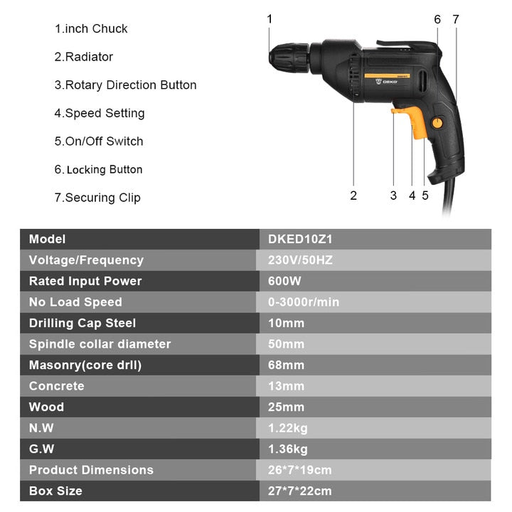 Furadeira Elétrica Deko 220v