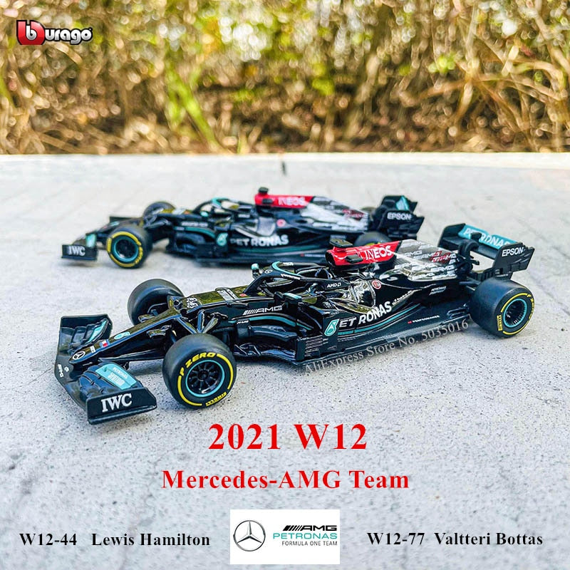 Bburago 1:43 2021 f1 mercedes-amg w12 44 # lewis hamilton 77 # valtteri bottas formula 1 carros de brinquedo