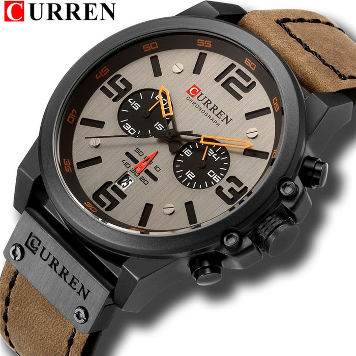 Relogio CURREN Masculino de Luxo , Moda Couro Esportes  Modelo 8318