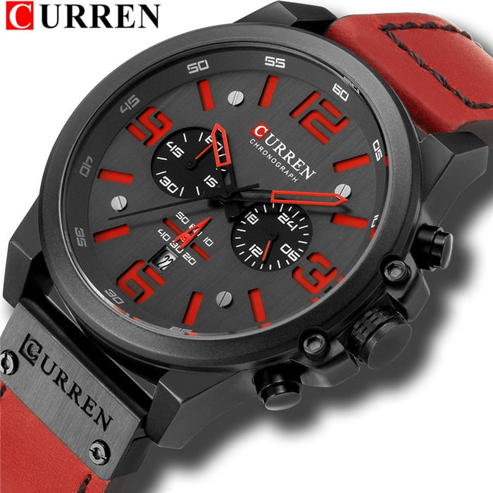 Relogio CURREN Masculino de Luxo , Moda Couro Esportes  Modelo 8318