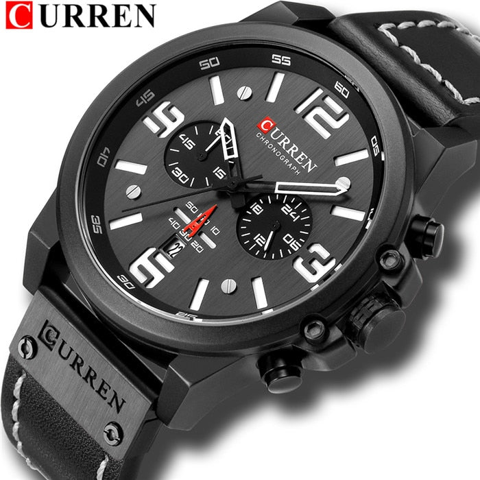 Relogio CURREN Masculino de Luxo , Moda Couro Esportes  Modelo 8318