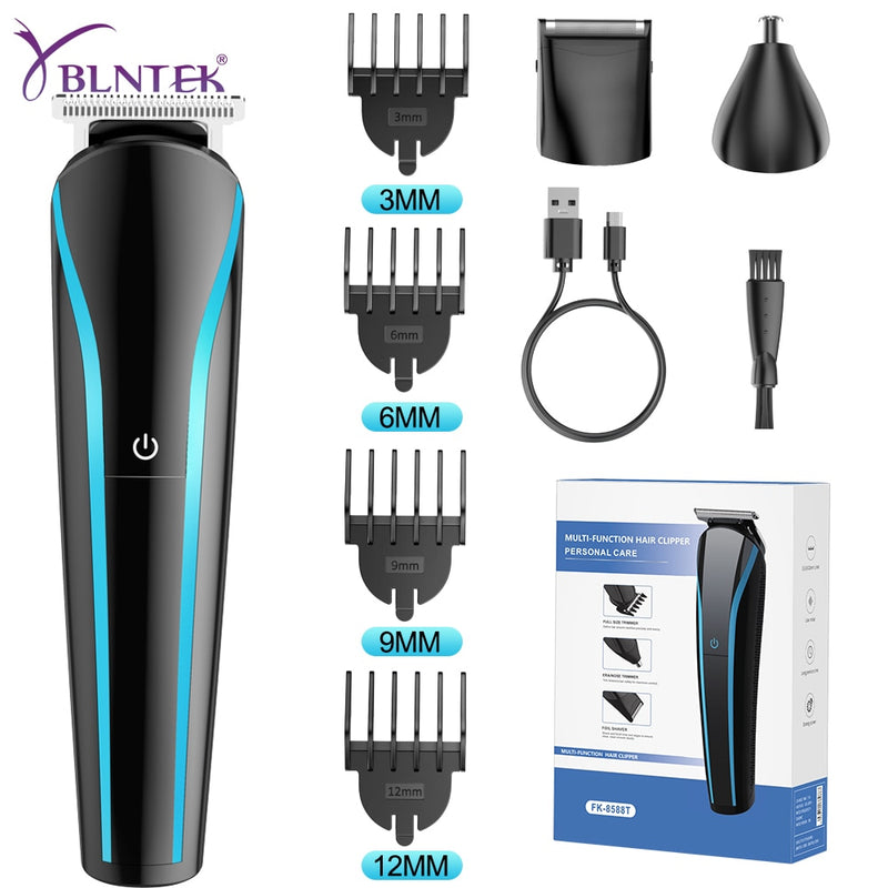 Yblntek 3 em 1 aparador de cabelo elétrico para homens aliciamento kit barba nariz e orelha, aparador, recarregável barbeiro máquina de corte de cabelo