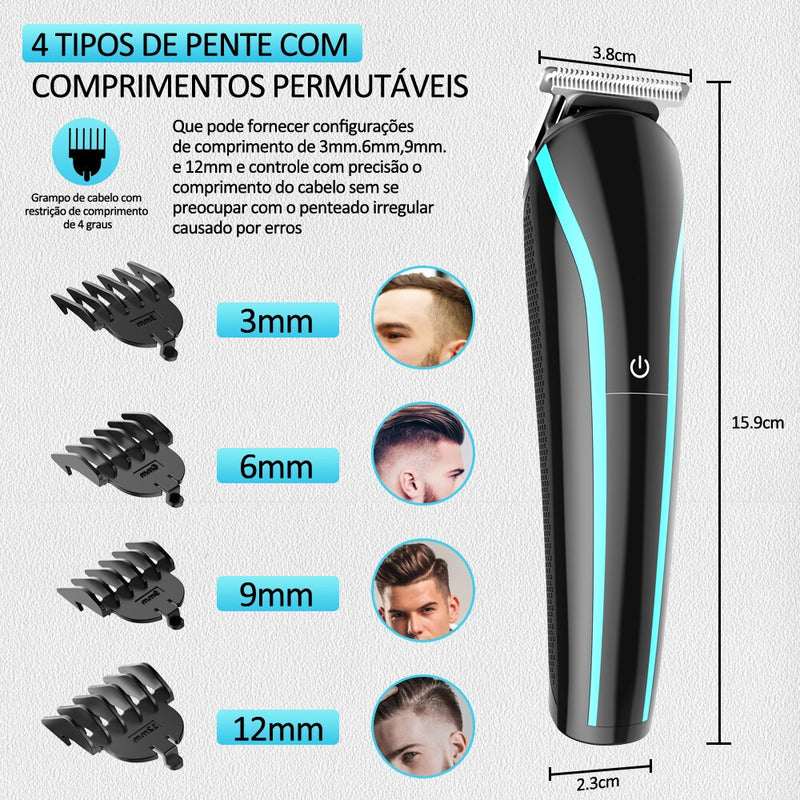 Yblntek 3 em 1 aparador de cabelo elétrico para homens aliciamento kit barba nariz e orelha, aparador, recarregável barbeiro máquina de corte de cabelo