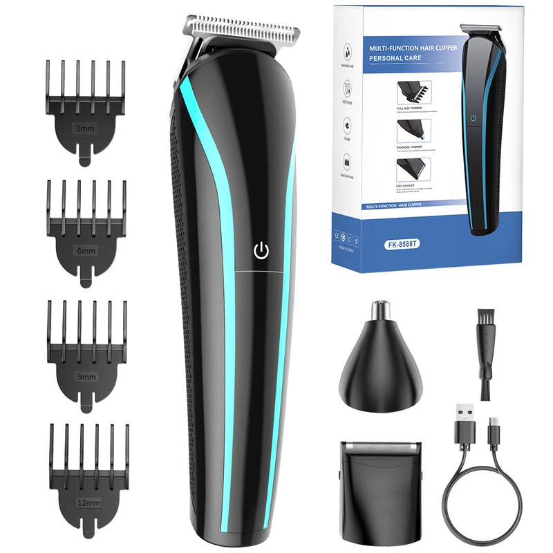 Yblntek 3 em 1 aparador de cabelo elétrico para homens aliciamento kit barba nariz e orelha, aparador, recarregável barbeiro máquina de corte de cabelo